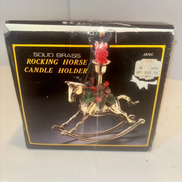 VTG Solid Brass Rocking Horse Candle Holder Holiday Christmas Sculpture 6.75" - Picture 3 of 9
